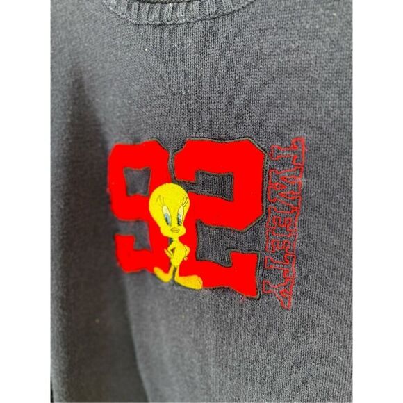 Vintage 90s Warner Bros Women’s Blue Tweety Looney Tunes Oversized Sweater XL - Picture 2 of 11